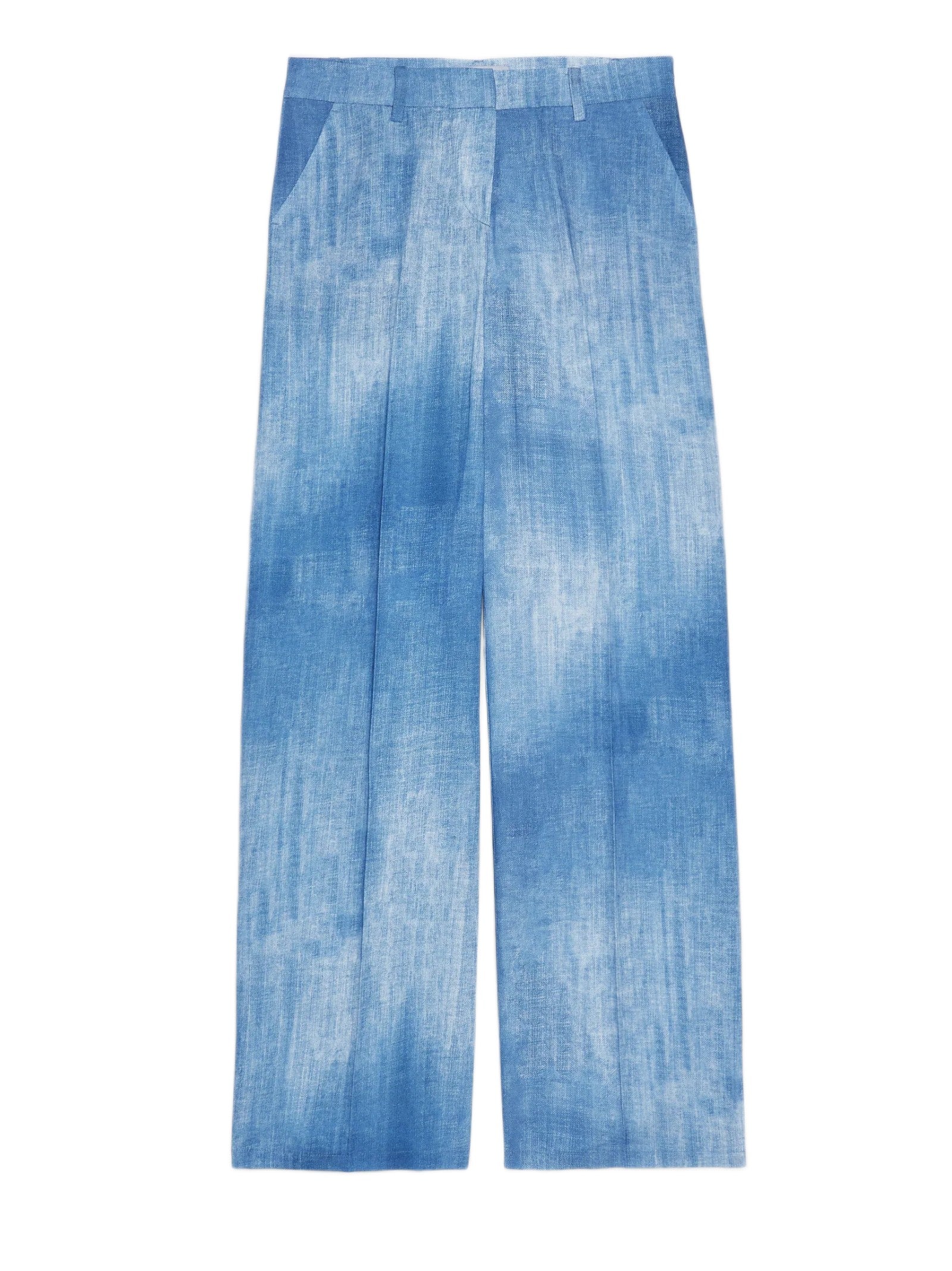 ERMANNO FIRENZE PANTALONI SARTORIALI IN LINO STAMPA DENIM D48EP062EC0 MF156