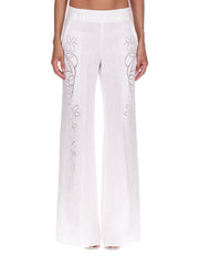 ERMANNO FIRENZE PANTALONI IN LINO CON RICAMO SANGALLO <BR/> <BR/> D48EP085ES4 MF010