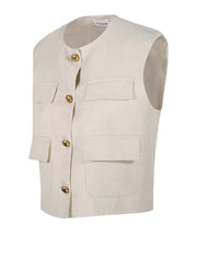 P.A.R.O.S.H. GILET IN MISTO LINO RAISA26D410047G 003