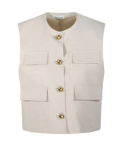 P.A.R.O.S.H. GILET IN MISTO LINO RAISA26D410047G 003