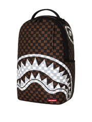 SPRAYGROUND BROWN AND CREAM DRIP CHECK SHARK 910B8552NSZ