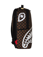 SPRAYGROUND BROWN AND CREAM DRIP CHECK SHARK 910B8552NSZ