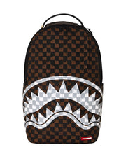 SPRAYGROUND BROWN AND CREAM DRIP CHECK SHARK 910B8552NSZ