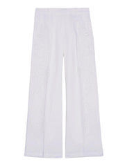 ERMANNO FIRENZE PANTALONI IN LINO CON RICAMO SANGALLO <BR/> <BR/> D48EP085ES4 MF010