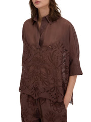 ERMANNO FIRENZE CAMICIA KIMONO IN SANGALLO D48EK022EN0 MFB24