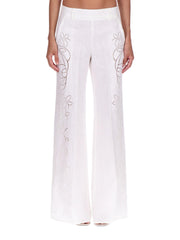 ERMANNO FIRENZE PANTALONI IN LINO CON RICAMO SANGALLO <BR/> <BR/> D48EP085ES4 MF010