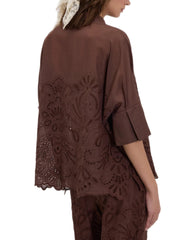 ERMANNO FIRENZE CAMICIA KIMONO IN SANGALLO D48EK022EN0 MFB24