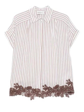 ERMANNO FIRENZE CAMICIA A RIGHE CON RICAMI FLOREALI D48EK036ES2 MFB25
