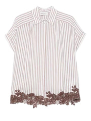 ERMANNO FIRENZE CAMICIA A RIGHE CON RICAMI FLOREALI D48EK036ES2 MFB25