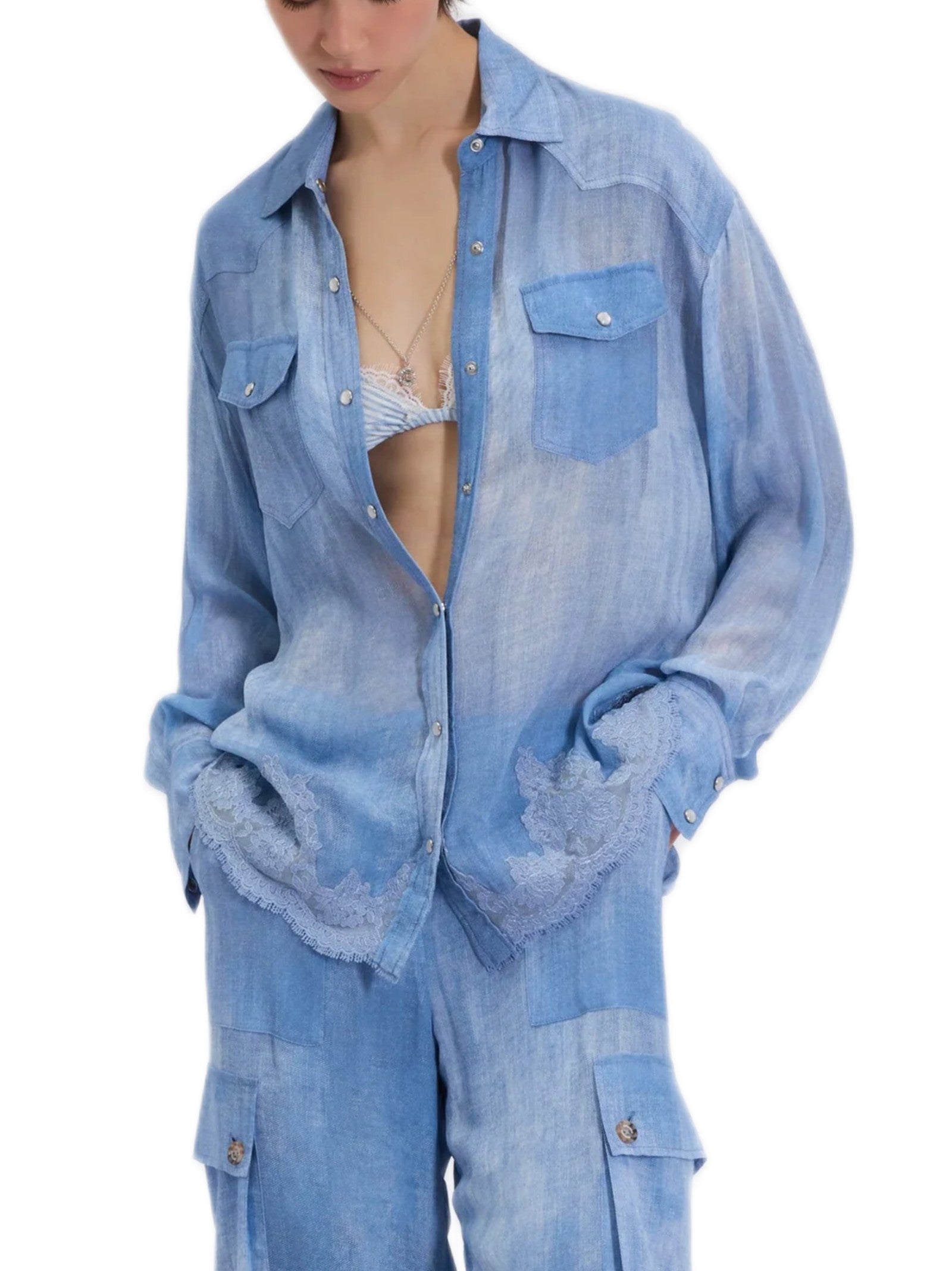 ERMANNO FIRENZE CAMICIA GEORGETTE D48EK021EB5 MF156 