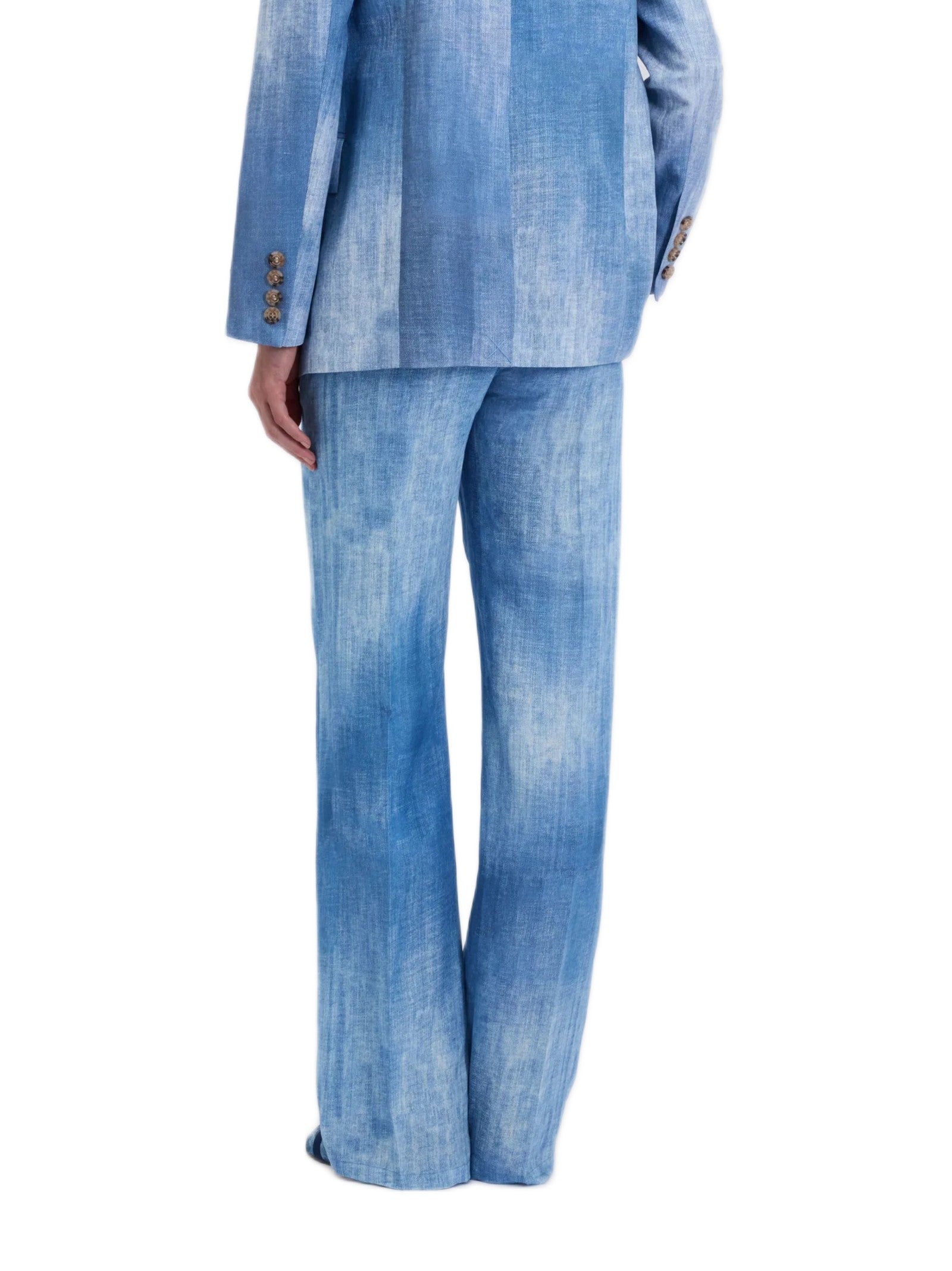 ERMANNO FIRENZE PANTALONI SARTORIALI IN  LINO STAMPA DENIM D48EP062EC0 MF156 