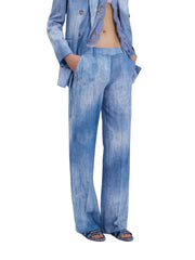 ERMANNO FIRENZE PANTALONI SARTORIALI IN  LINO STAMPA DENIM D48EP062EC0 MF156 