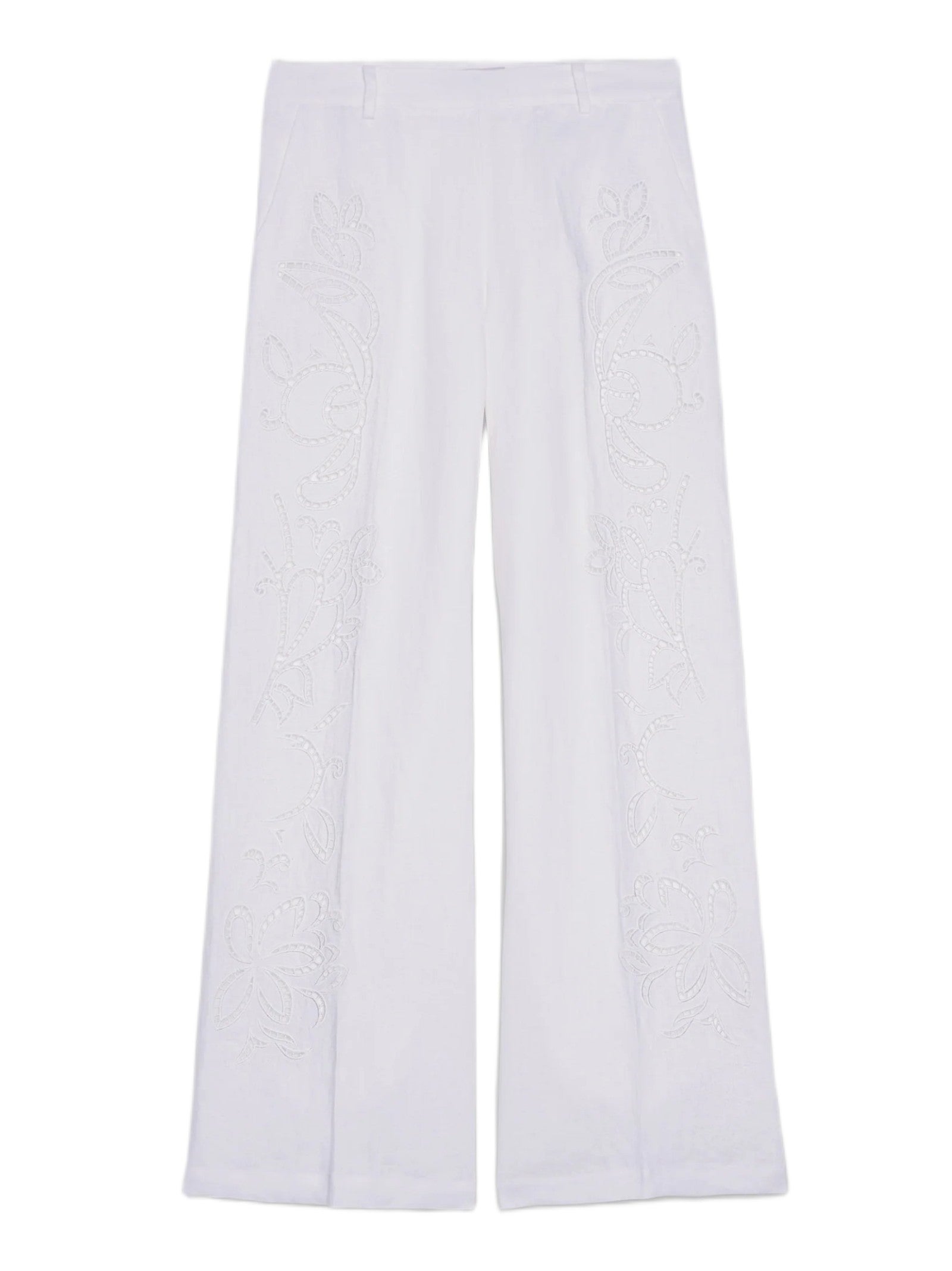 ERMANNO FIRENZE PANTALONI IN LINO CON RICAMO SANGALLO <BR/> <BR/> D48EP085ES4 MF010 
