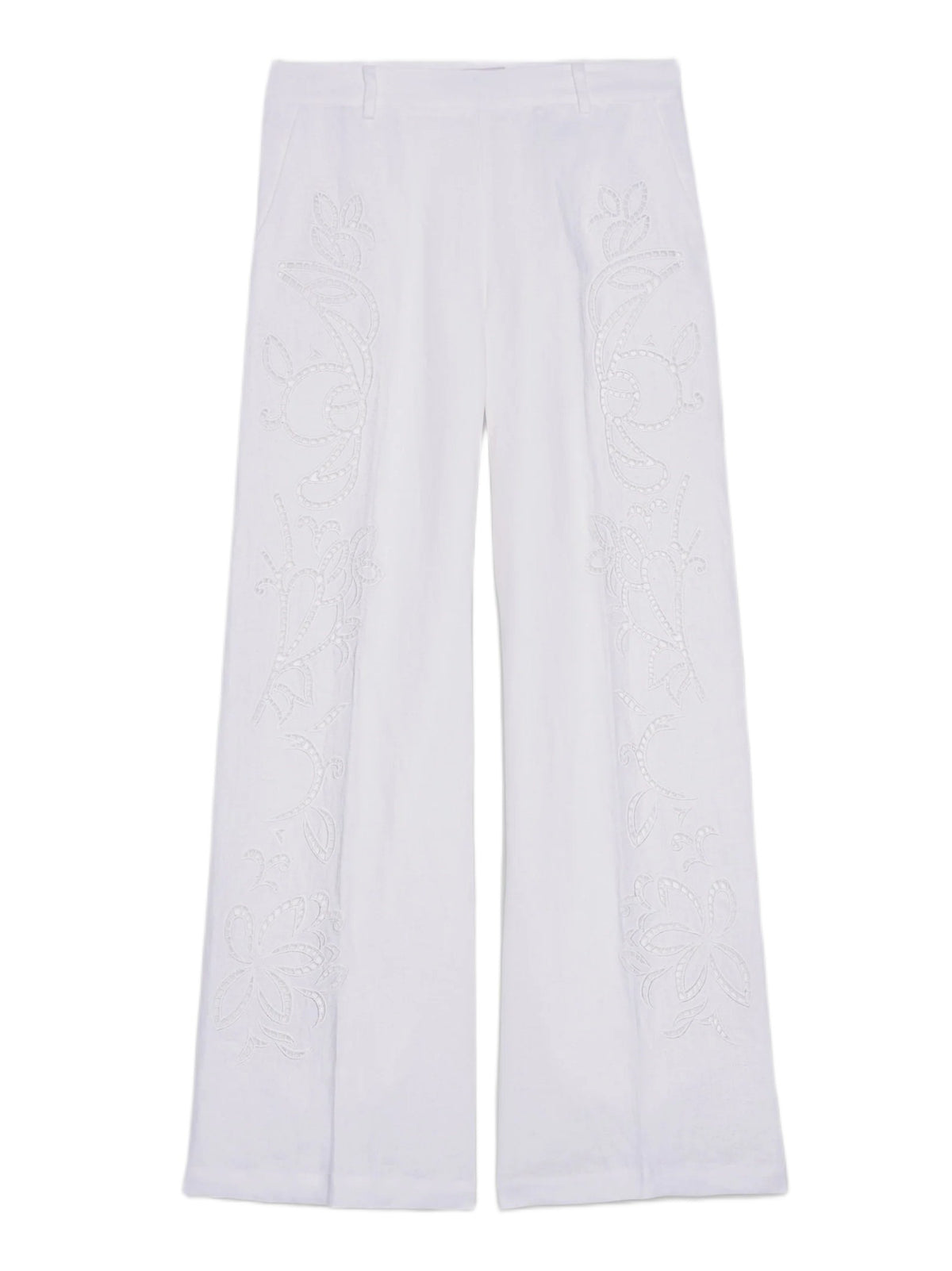 ERMANNO FIRENZE PANTALONI IN LINO CON RICAMO SANGALLO <BR/> <BR/> D48EP085ES4 MF010 