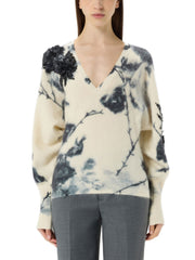 BLUMARINE SCOLLO A V CON FIORI 3D RF6200MAB38 L9635 