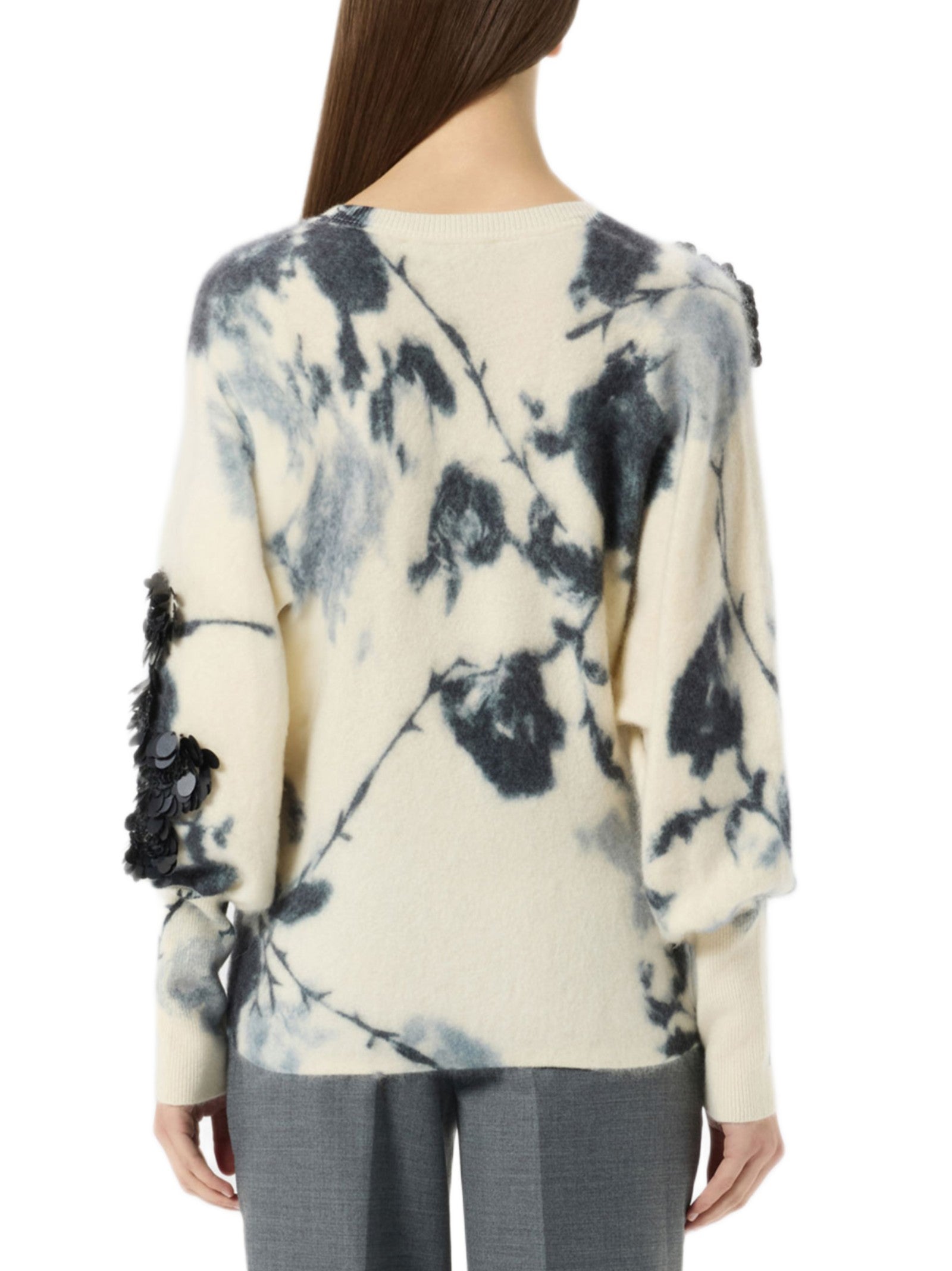 BLUMARINE SCOLLO A V CON FIORI 3D RF6200MAB38 L9635 