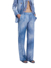 ERMANNO FIRENZE PANTALONI SARTORIALI IN  LINO STAMPA DENIM D48EP062EC0 MF156 