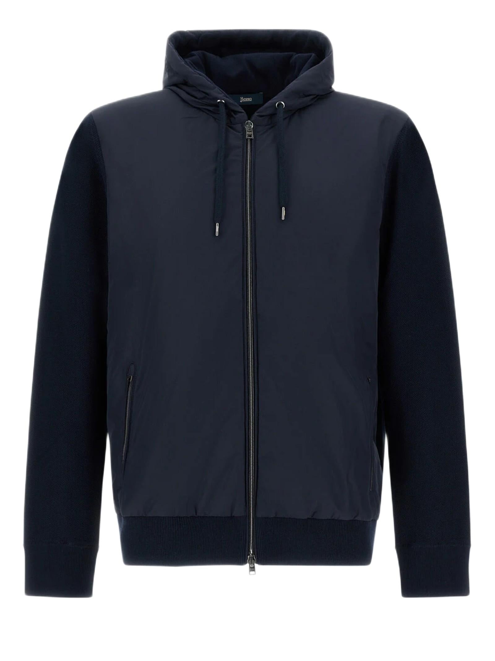 HERNO CARDIGAN IN PIQUET KNIT & NYLON MC000168U72056 9201 