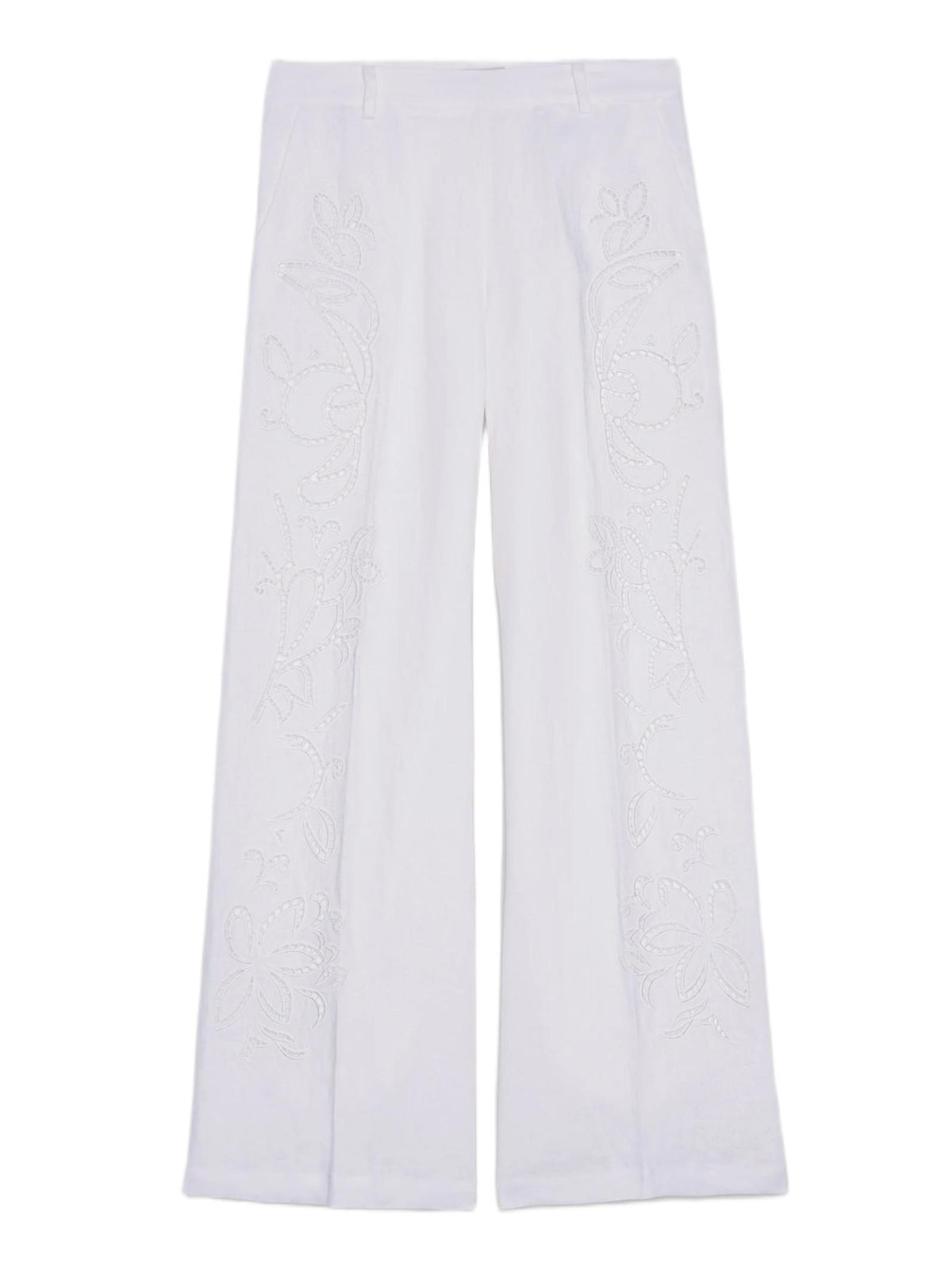 ERMANNO FIRENZE PANTALONI IN LINO CON RICAMO SANGALLO <BR/> <BR/> D48EP085ES4 MF010 