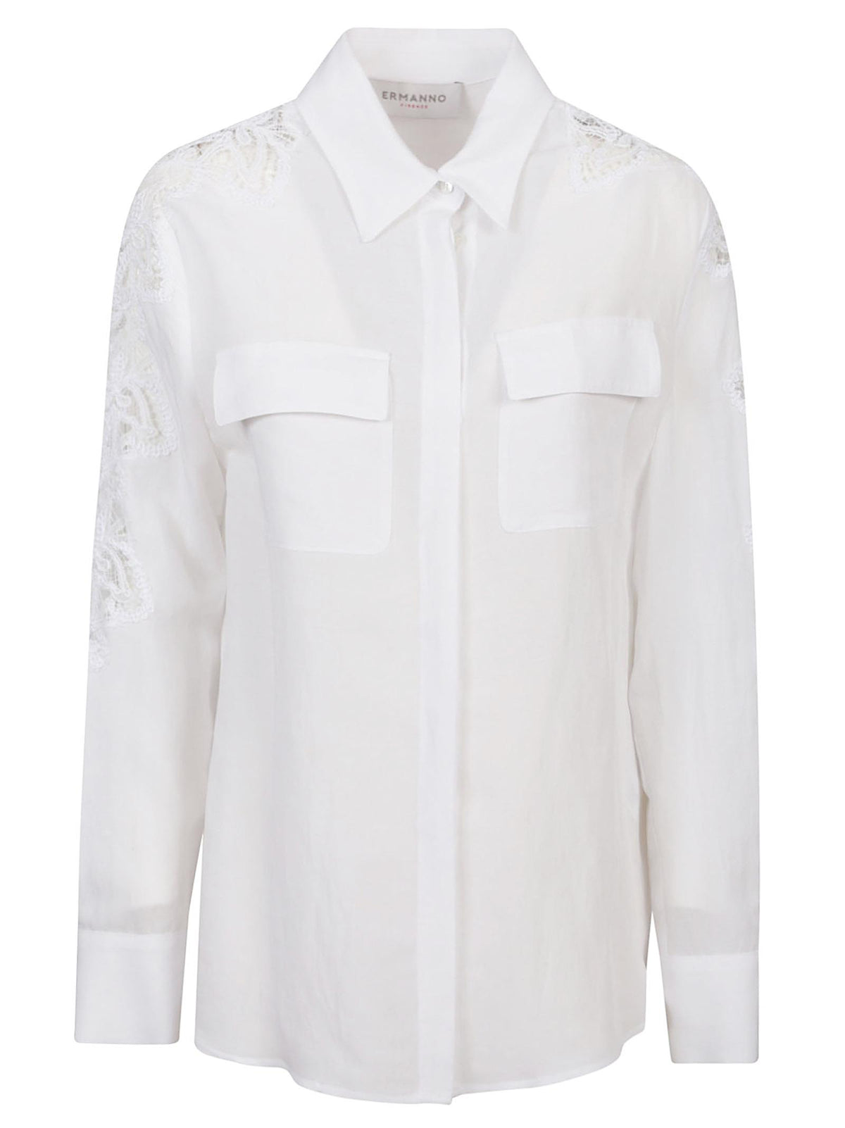 ERMANNO FIRENZE CAMICIA MISTO LINO CON RICAMI D46EK019ES5 MF010 