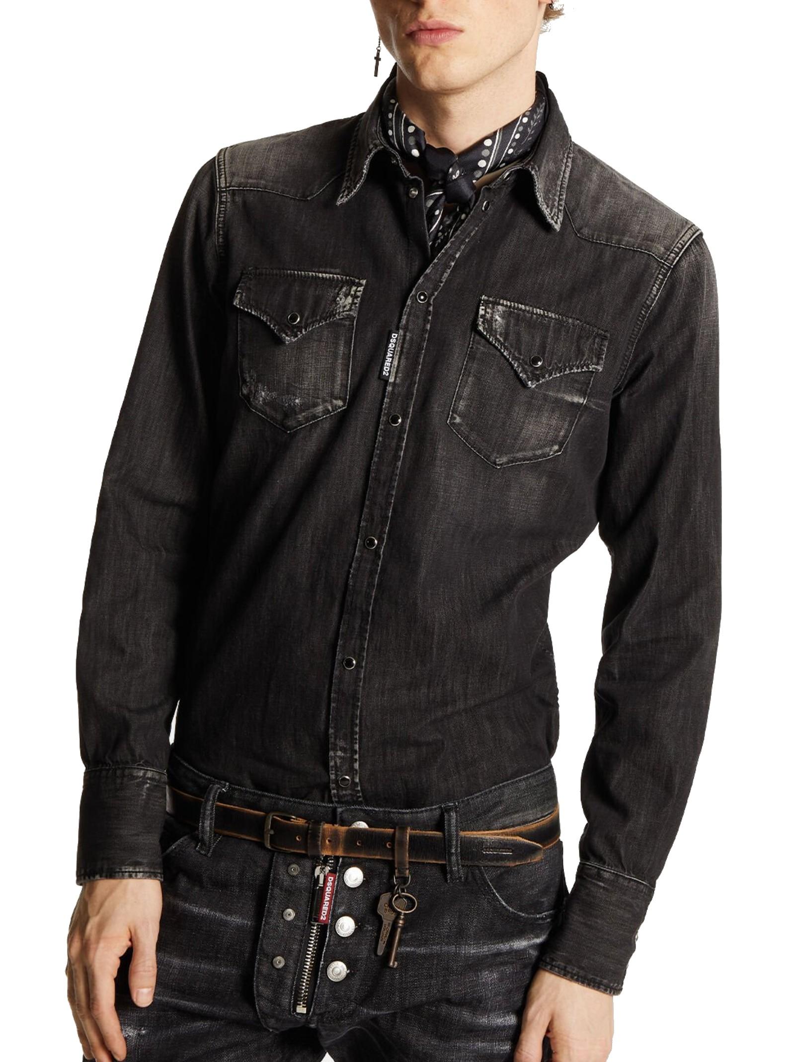 DSQUARED2 CAMICIA WESTERN IN DENIM S74DM0848S30826 900 