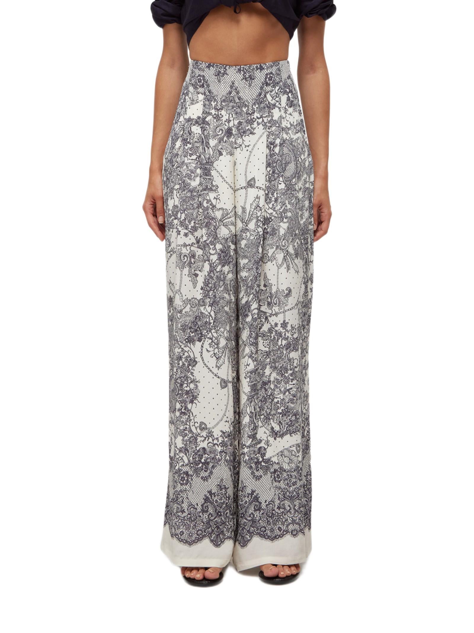 BLUGIRL PANTALONE WIDE LEG CON STAMPA PIZZO RA6128T523A P9401 