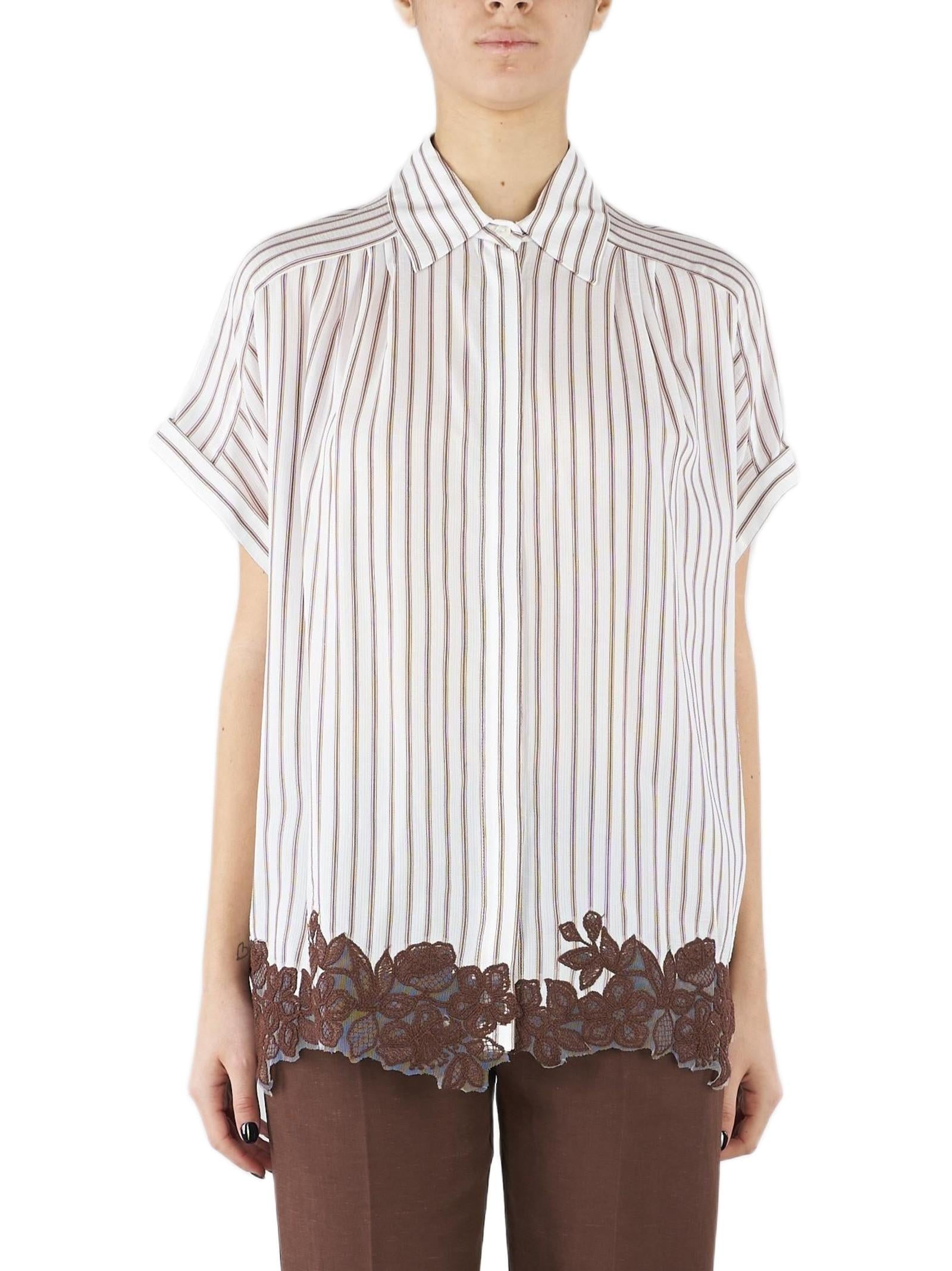 ERMANNO FIRENZE CAMICIA A RIGHE CON RICAMI FLOREALI D48EK036ES2 MFB25 