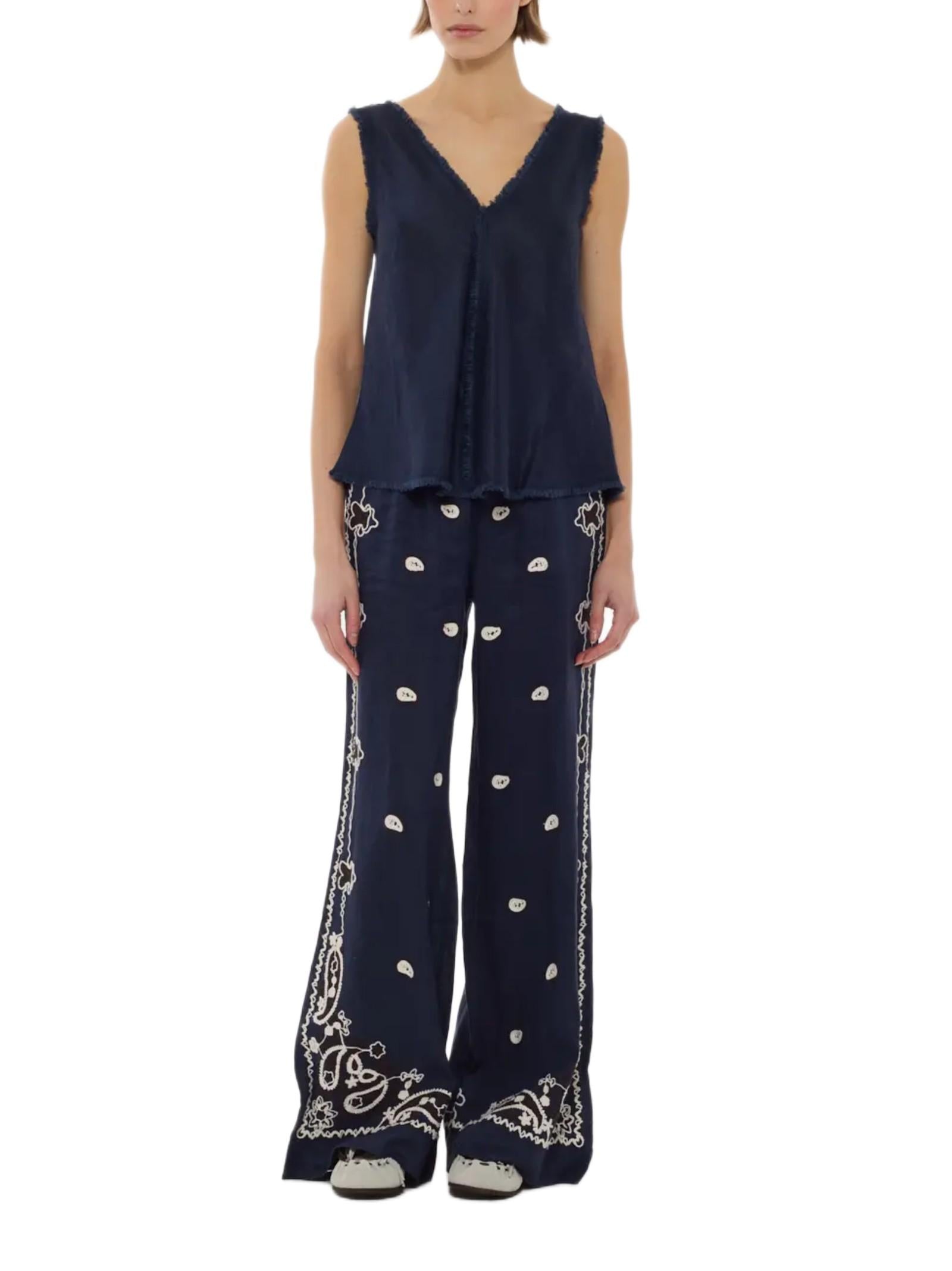 P.A.R.O.S.H. PANTALONE IN LINO RICAMATO BEACH26D230760R 012 
