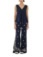 P.A.R.O.S.H. PANTALONE IN LINO RICAMATO BEACH26D230760R 012 