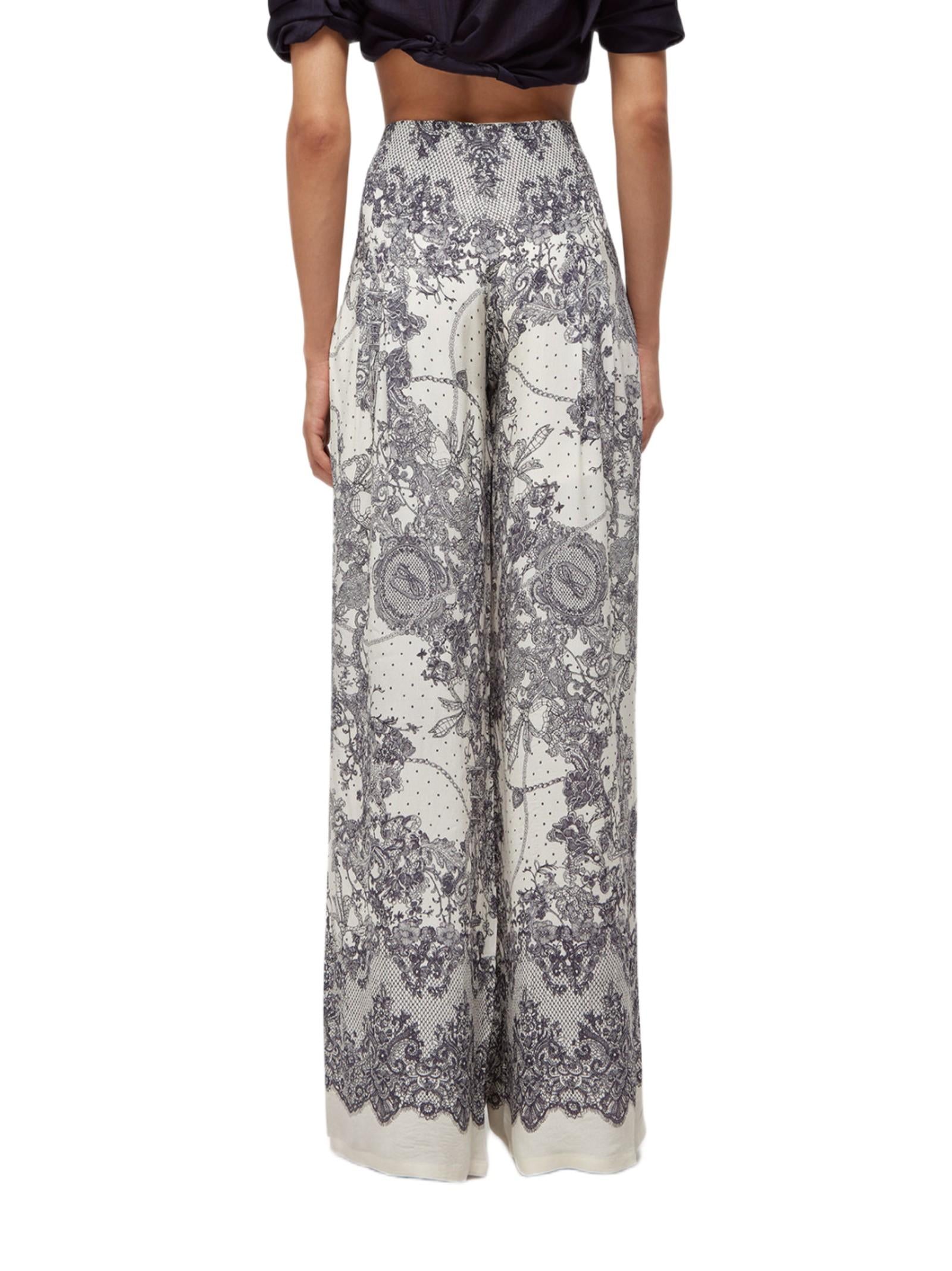 BLUGIRL PANTALONE WIDE LEG CON STAMPA PIZZO RA6128T523A P9401 