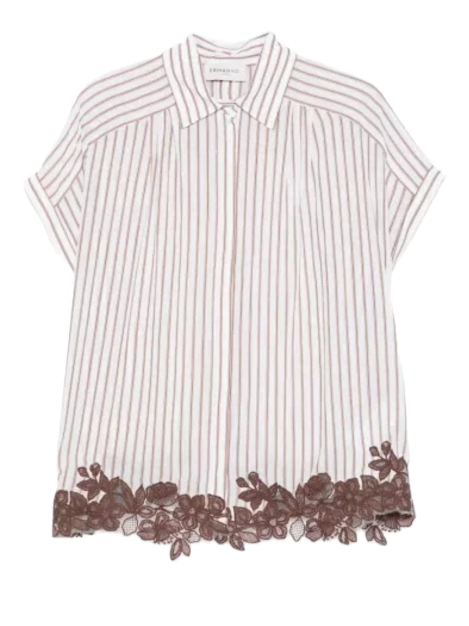 ERMANNO FIRENZE CAMICIA A RIGHE CON RICAMI FLOREALI D48EK036ES2 MFB25 
